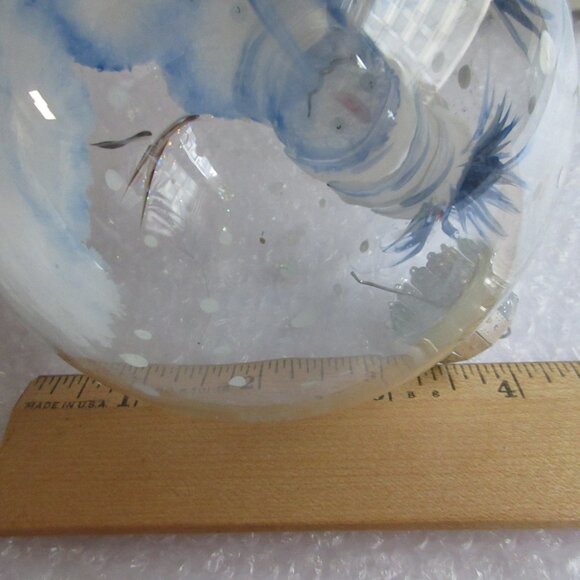 Jumbo G & B Hand Painted Snowman Clear Glass Christmas Ornament Ball 4" - Picture 12 of 12